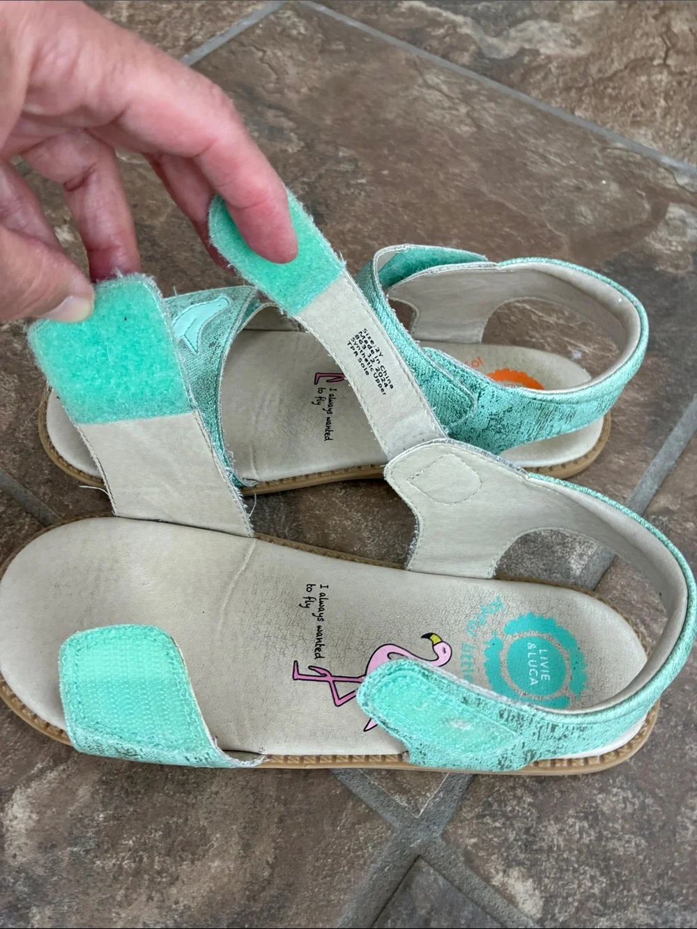 Livie & Luca Mint Green Bird Appliqué Sandals